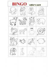 English Worksheet: ANIMALS BINGO