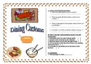 English worksheet: Dining Customs