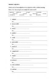 English worksheet: Business adjectives