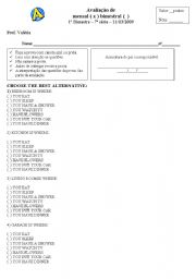 English worksheet: English test  7 grade