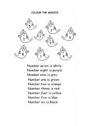 English Worksheet: Colour the ghosts