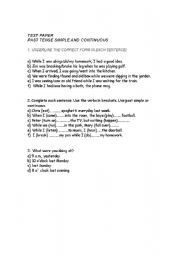 English Worksheet: TEST_PAST TENSE SIMPLE AND CONTINUOUS