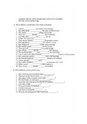 English worksheet: present tense