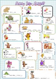 English Worksheet: To Be : Am, Is or Are? Easy and colourful. 2 pages 