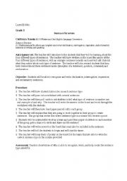 English worksheet: Sentence Structure Lesson Plan