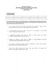 English Worksheet: exam