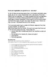 English worksheet: fruit and vegetables