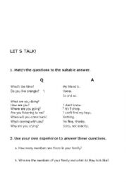 English worksheet: let s talk 