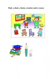 English Worksheet: classroom objects