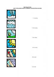 English worksheet: weather matching worksheet