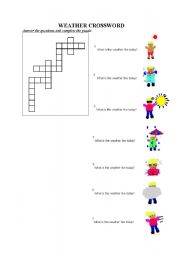 English worksheet: crossword puzzle of weather