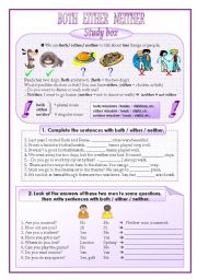 English Worksheet: both / either / neither