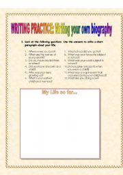 English Worksheet: Guided Writing: Autobiography