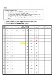 English Worksheet: Past Simple and Past Participle Practice