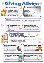 English Worksheet: Giving Advice: Help your friend!