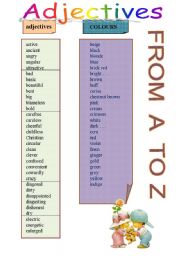 English worksheet: Adjectives  FROM  a  to z