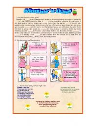 English Worksheet: Mothers Day!