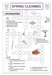 English Worksheet: spring cleaning crossword