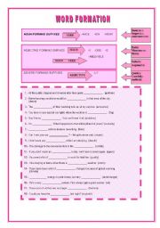 English Worksheet: Word-formation (noun, adjective and adverb forming suffixes)