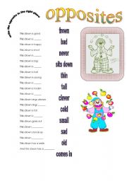 English Worksheet: purim opposites  adjectives