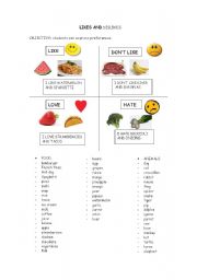 English worksheet: LIKES AND DISLIKES