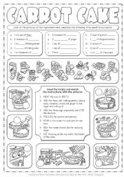 English Worksheet: Carrot Cake Recipe