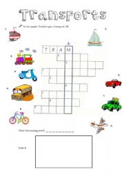 English Worksheet: Means of Transport: crosswords