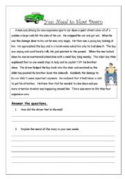 English Worksheet: You need to slow down