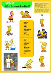 English Worksheet: What happened to Bart? - Passive Pictionary