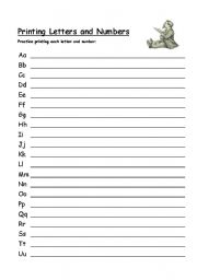 English Worksheet: Alphabet Printing Practice