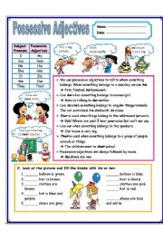 English Worksheet: Possessive Adjectives