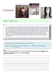 English Worksheet: Anorexia