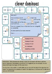 English Worksheet: dominoes for opposite adjectives ( 2 pages)