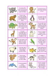 English Worksheet: Animal Description Dominoes ( 32 CARDS ! + EXTRA RULES - 4 pages ) - A1-2 level