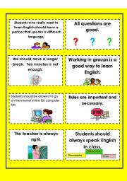 English Worksheet: Class Rules Converstion Cards page 2