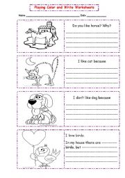 English Worksheet: Playing Color and Write Worksheets