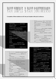 PAST SIMPLE PAST CONTINUOUS B&W (2 pages)