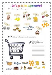 English Worksheet: Lets go to the supermarket!