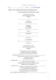 English Worksheet: Music and grammar