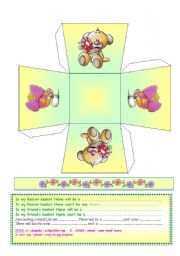 4 original ADAPTABLE Spring / Easter Baskets (Color / BW) + There will be + Prepositions (Future) + coloring Intructions + Easter Card ((5 PAGES))