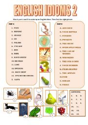 ENGLISH IDIOMS 2 (2 PAGES+ ANSWER KEY)