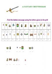 English Worksheet: A FANTASY CRYPTOGRAM