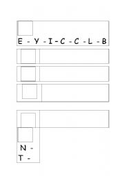 English worksheet: scrambled letters