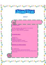 English worksheet: LANGUAGE FOCUS