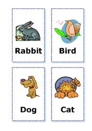 English worksheet: Animal Cards - part 1 