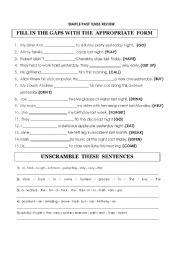 English Worksheet: Simple Past tense review