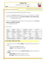 English Worksheet: Subordinated and Coordinated Clauses