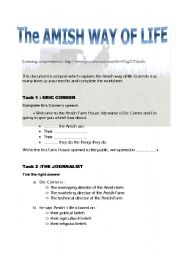 English Worksheet: listening the Amish way of life