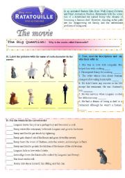 English Worksheet: Ratatouille - The movie (1/3)