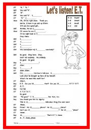 English Worksheet: [Movie] Listening and Fill in the blanks - E.T. The Extra Terrestrial